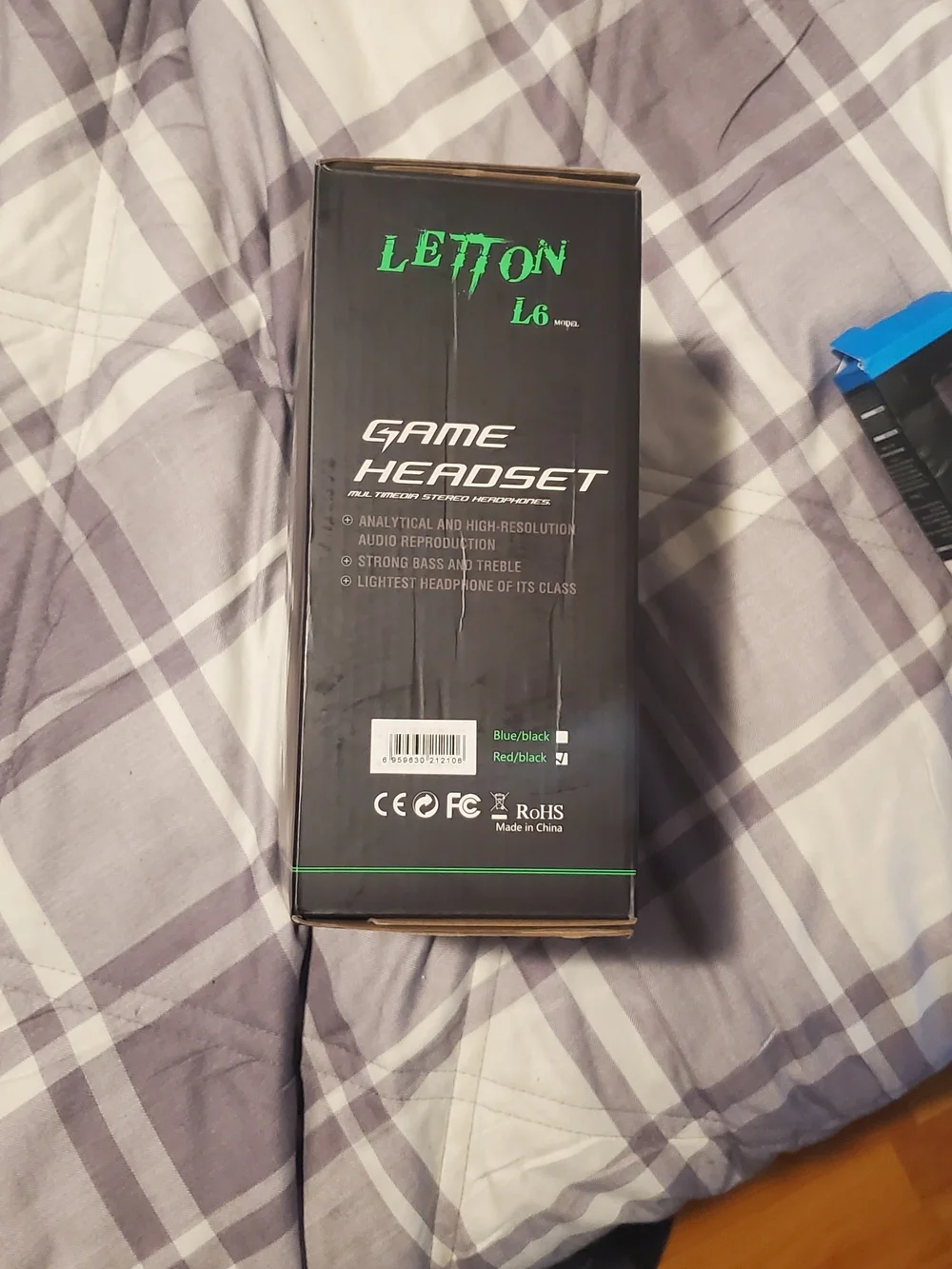 Lefton L6 Black Gaming Headset with Red and Blue Accents